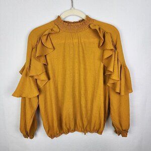 New York & Company Ruffle Mock Neck‎ Top XS